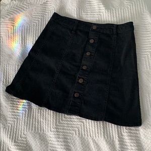 Black button up a-line denim skirt